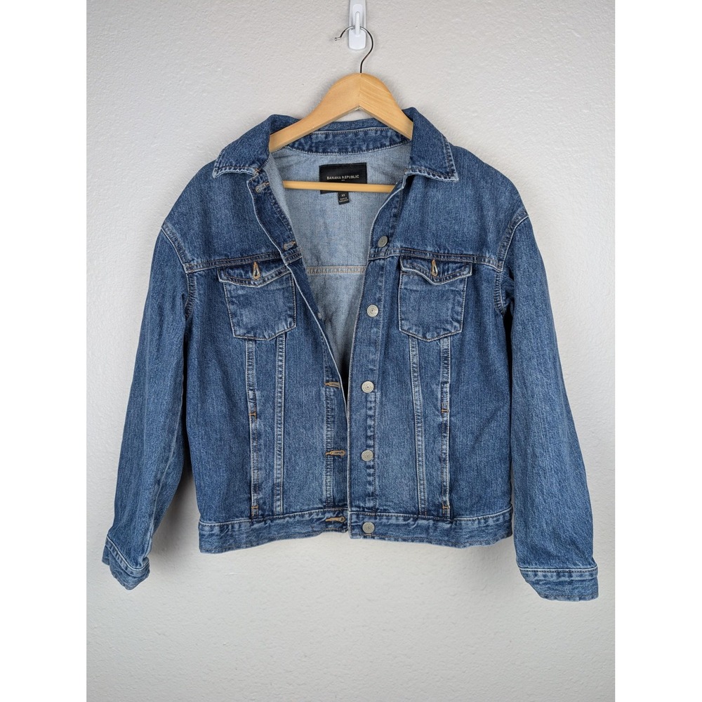Banana Republic Jacket Womens XS‎ Blue Denim Jean Trucker 100% Cotton Casual